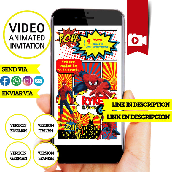 Spiderman, animated video invitation