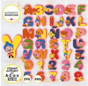 Plim plim alphabet clipart, SVG, JPG