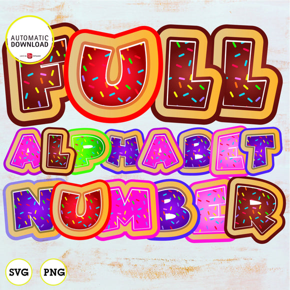 Donut alphabet, clipart, Immediate download