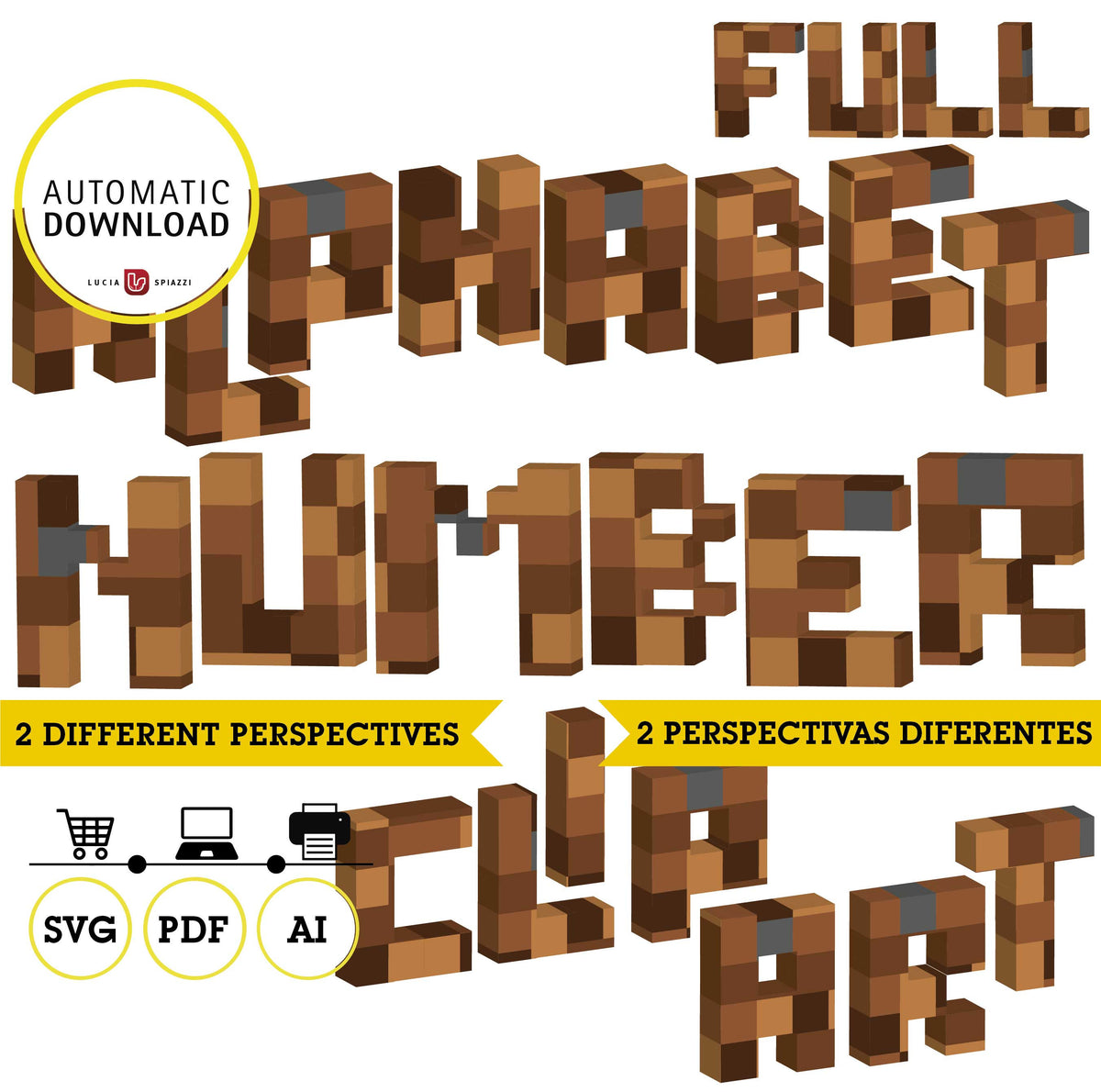 Minecraft Inspired Printable Alphabet Clipart – Phigraphic