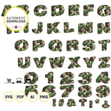 3d Alphabet camouflage, Immediate download