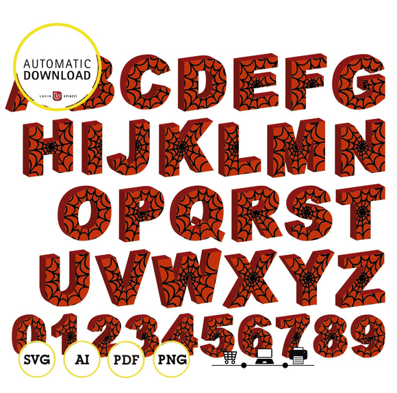 Spiderman alphabet, clipart 3d