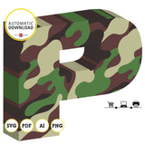 3d Alphabet camouflage, Immediate download