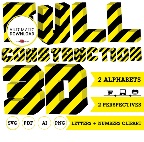 Construction alphabet, 2 alphabet clipart 3D