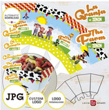 La granja de Zenón, pochoclera con logo personalizado a pedido de granja de Zenón, descarga inmediata, pochoclera lista para armar, PNG, SVG