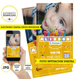 Bichikids, foto invitación digital de payaso JPG para enviar por WhattsApp, FOTO, NOMBRE, datos personalizados