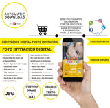 Bichikids, foto invitación digital de payaso JPG para enviar por WhattsApp, FOTO, NOMBRE, datos personalizados