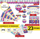 Vera y el reino arcoiris, kit imprimible,  logo y texto personalizados, Vera JPG, 23 piezas descargables digitales, cumpleaños temáticos