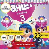 Vera y el reino arcoiris, kit imprimible,  logo y texto personalizados, Vera JPG, 23 piezas descargables digitales, cumpleaños temáticos