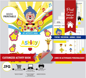 Plim plim, customized activity book, printable files, 11 x 8 inches