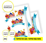 Plim plim, cake topper clown plim plim, PNG, PDF, SVG