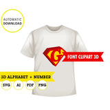 Superman alfabeto, letras y números clipart 3d, png fondo transparente, SVG, AI, PDF, vector (Editable), Descarga inmediata