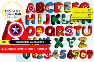 Super hero 3D alphabet