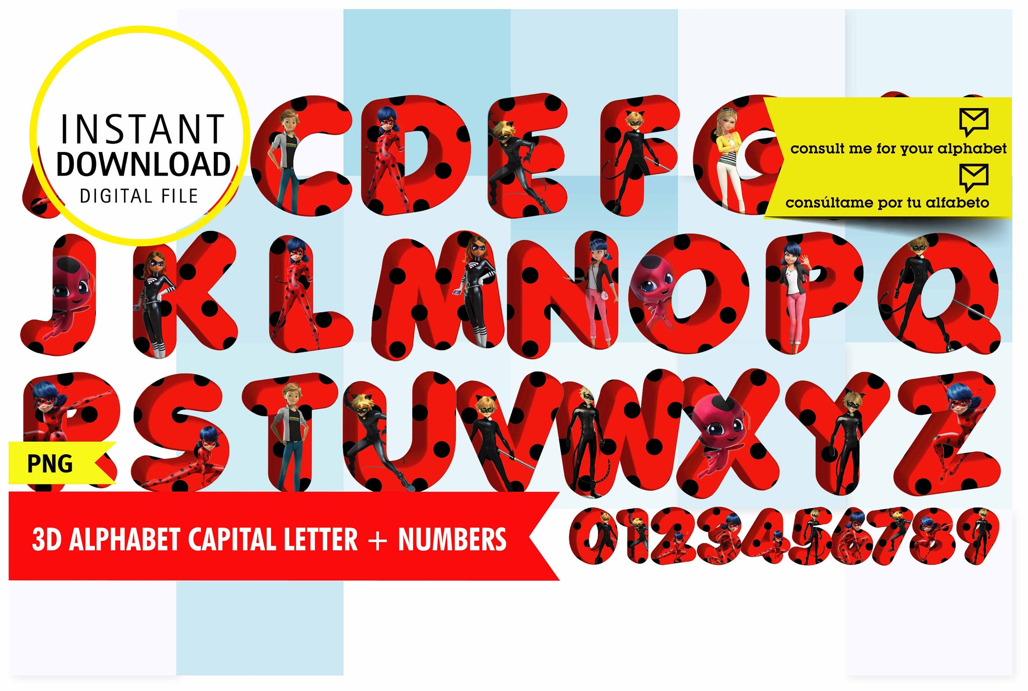 Ladybug Letter R Ladybug Miraculous Inspired Printable Alphabet Clipart – PNG Letters ...