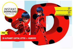 Ladybug Miraculous alphabet 3D