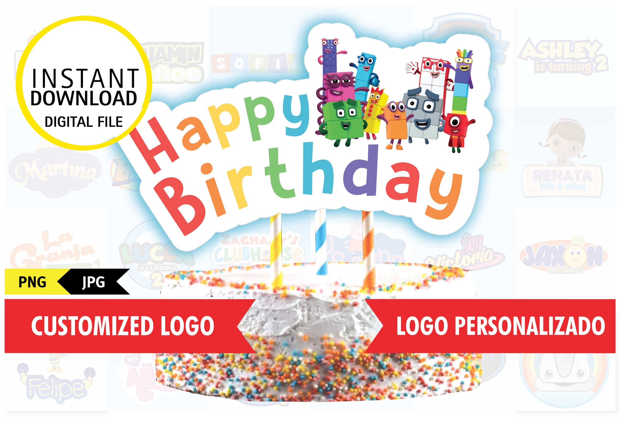Number Blocks Topper Printable Numberblocks, printable topper cake – Phigraphic