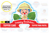 Plim plim safari, printable topper cake