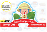 Plim plim safari, printable topper cake