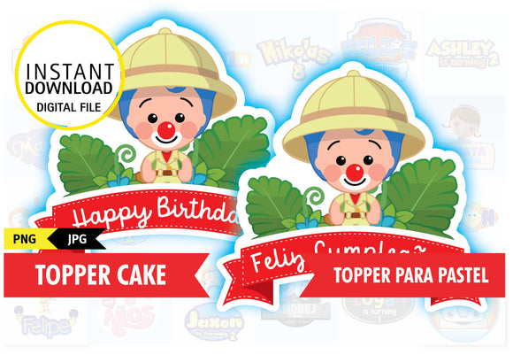 Plim plim safari, printable topper cake