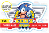 Sonic, printable topper cake