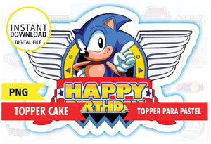 Sonic, printable topper cake